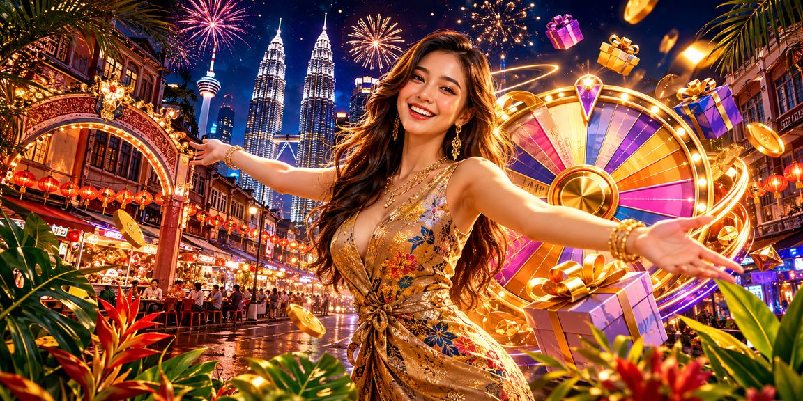 Suasana meja permainan kasino malam di Kuala Lumpur dengan pencahayaan neon
